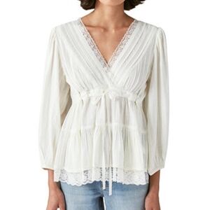 Elegant White Lace Trim Blouse